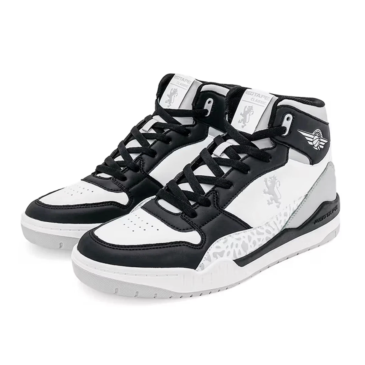 Red Tape RSL0316 Synthetic Mid-Top Printed Slip-Resistant Basics Sneakers for Men - Black and White