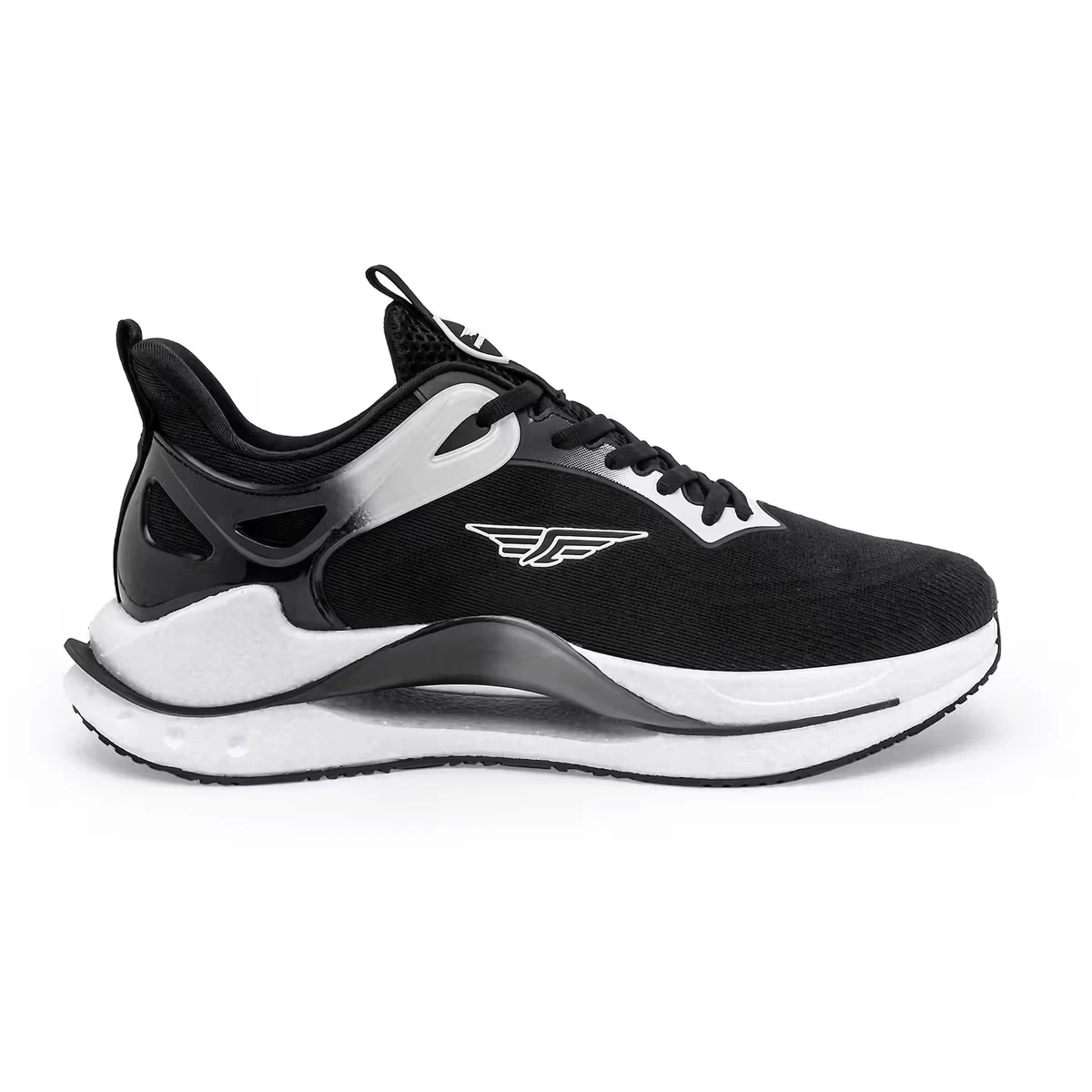 Men's Solid Black and White Sneakers Shoes