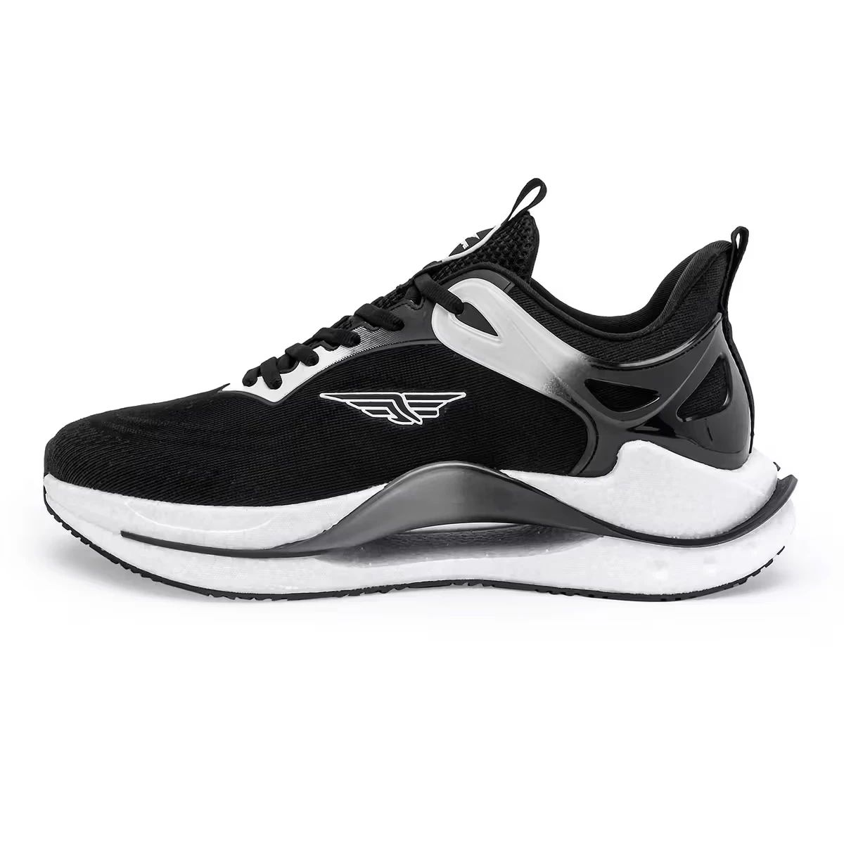 Men's Solid Black and White Sneakers Shoes